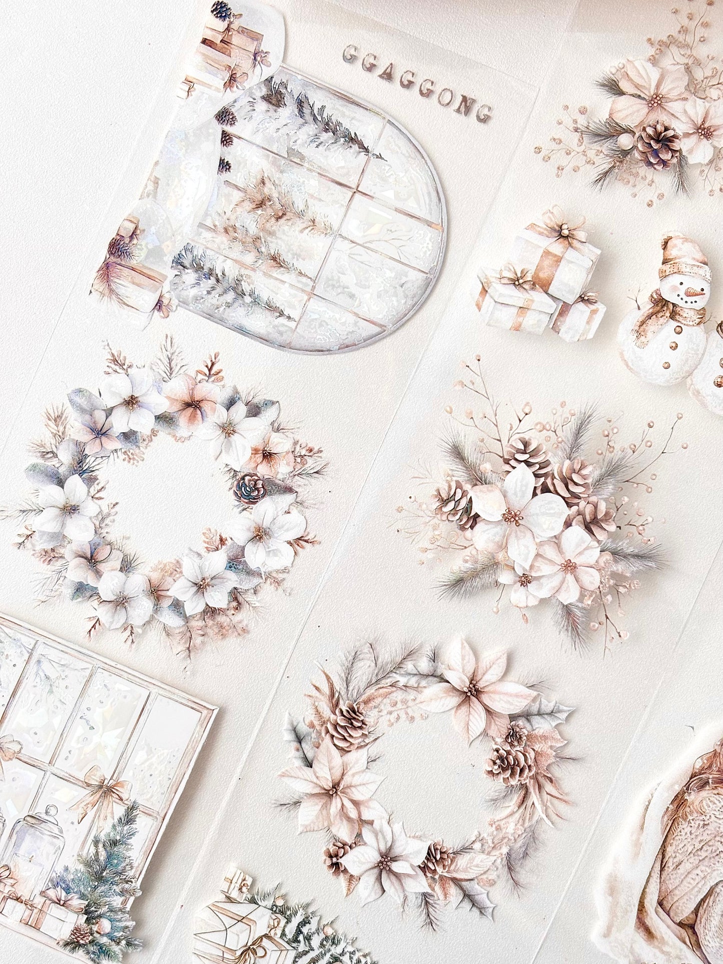 白色聖誕 亮面PET紙膠帶