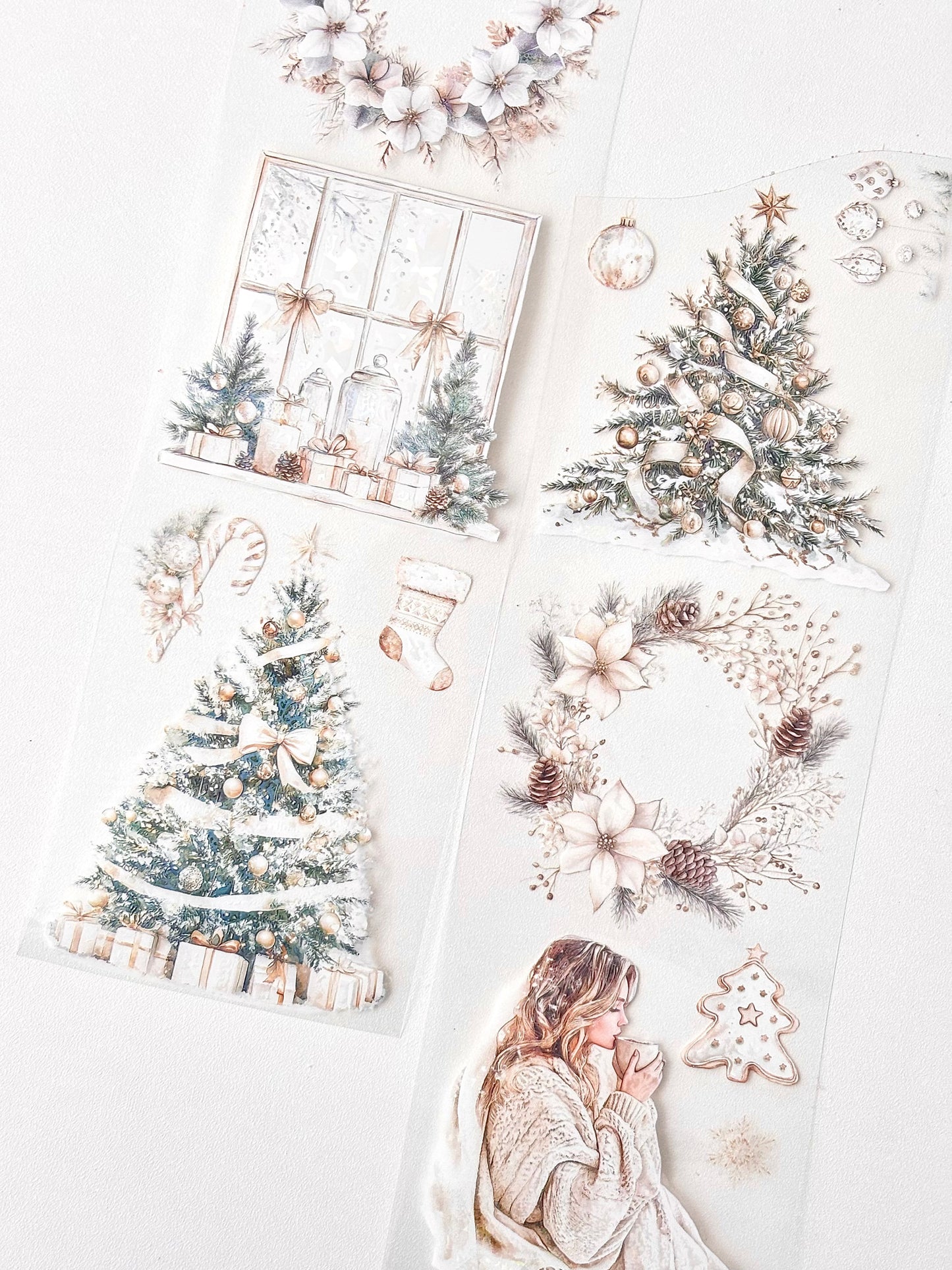 白色聖誕 亮面PET紙膠帶