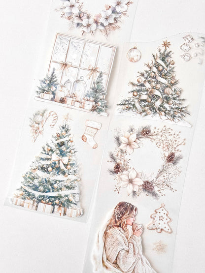 白色聖誕 亮面PET紙膠帶