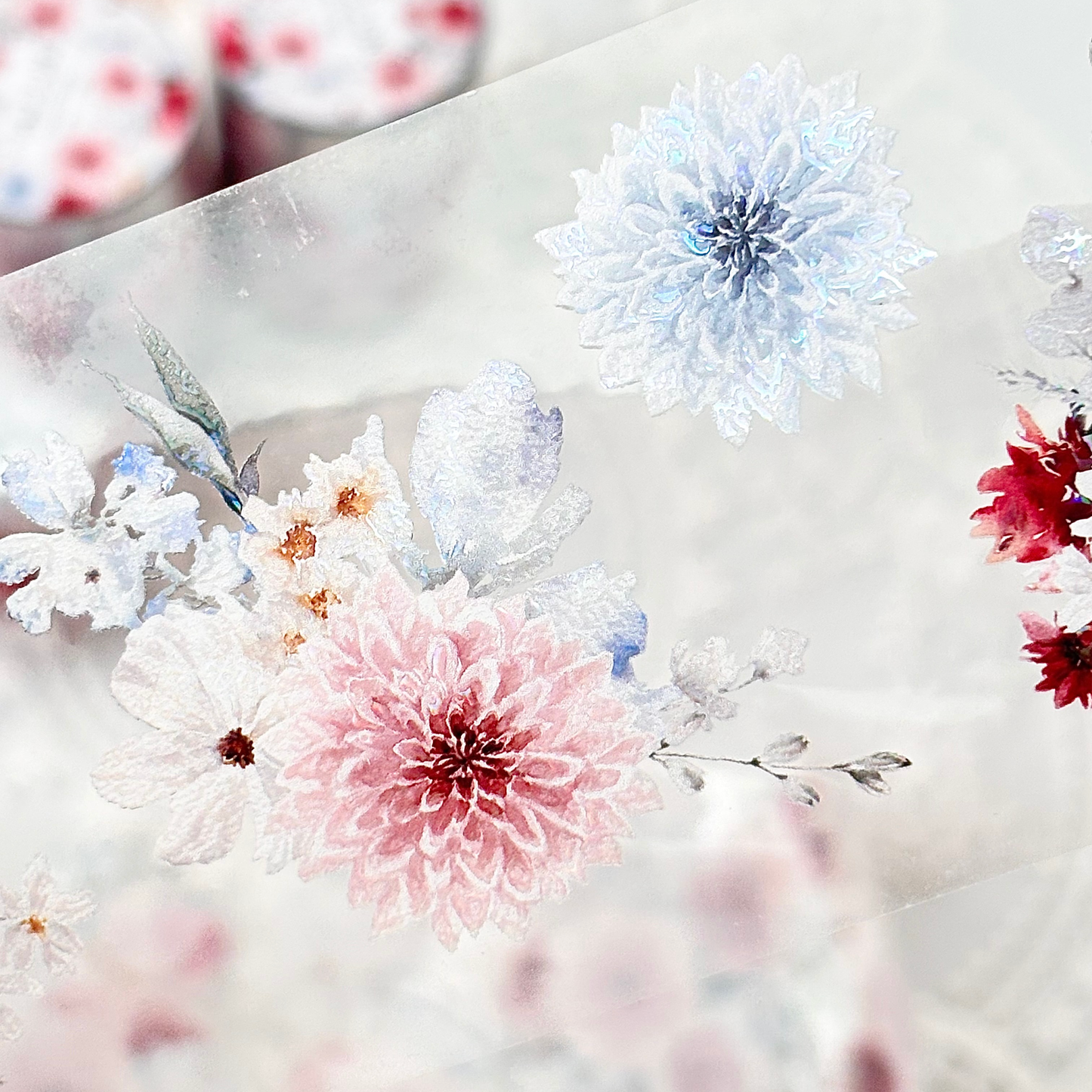 蜜桃花朵 亮面PET紙膠帶