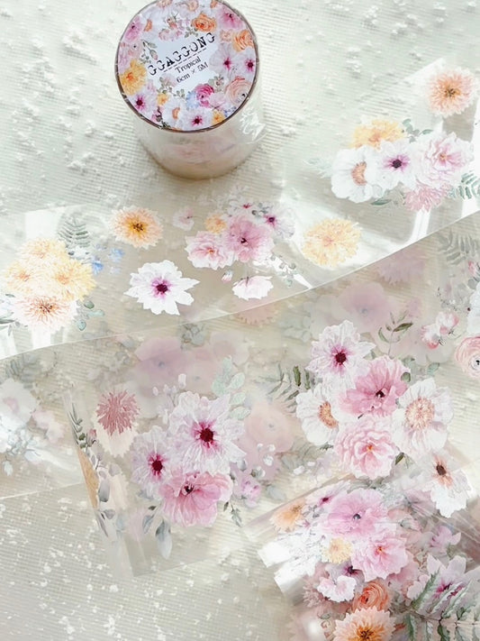 熱帶花朵 亮面PET紙膠帶