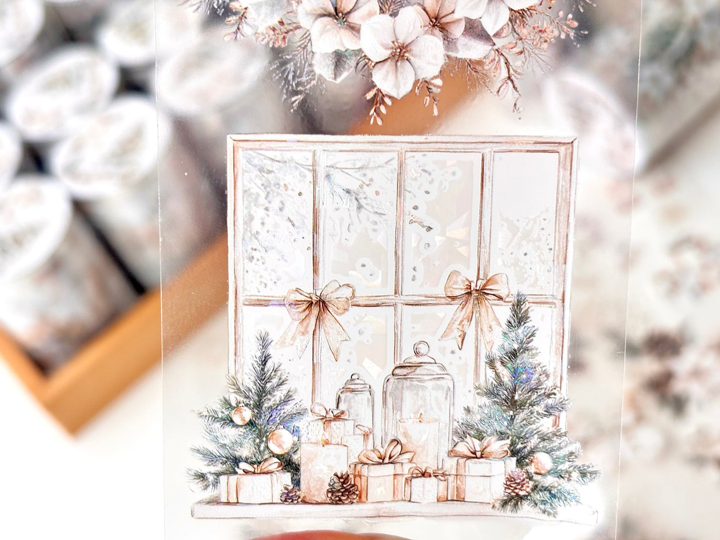 白色聖誕 亮面PET紙膠帶