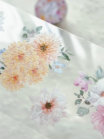 熱帶花朵 亮面PET紙膠帶